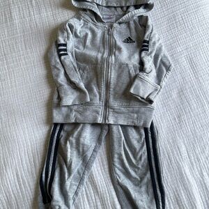 adidas Youth Gray Jogger Sweatpants with Black Side Stripes